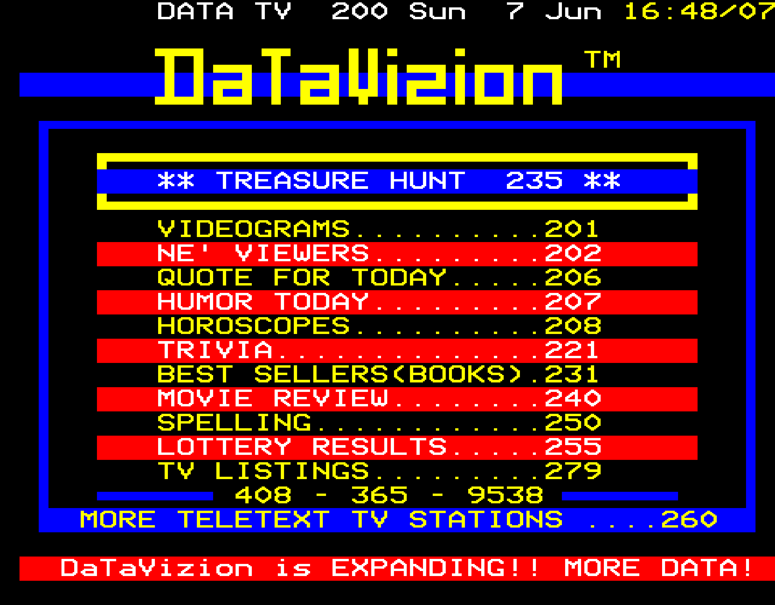 DaTaVizion index page