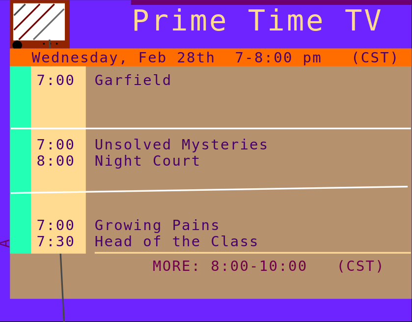 CBS ExtraVision Prime Time TV page