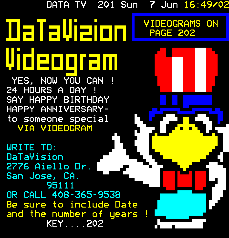 DaTaVizion videograms advertisement