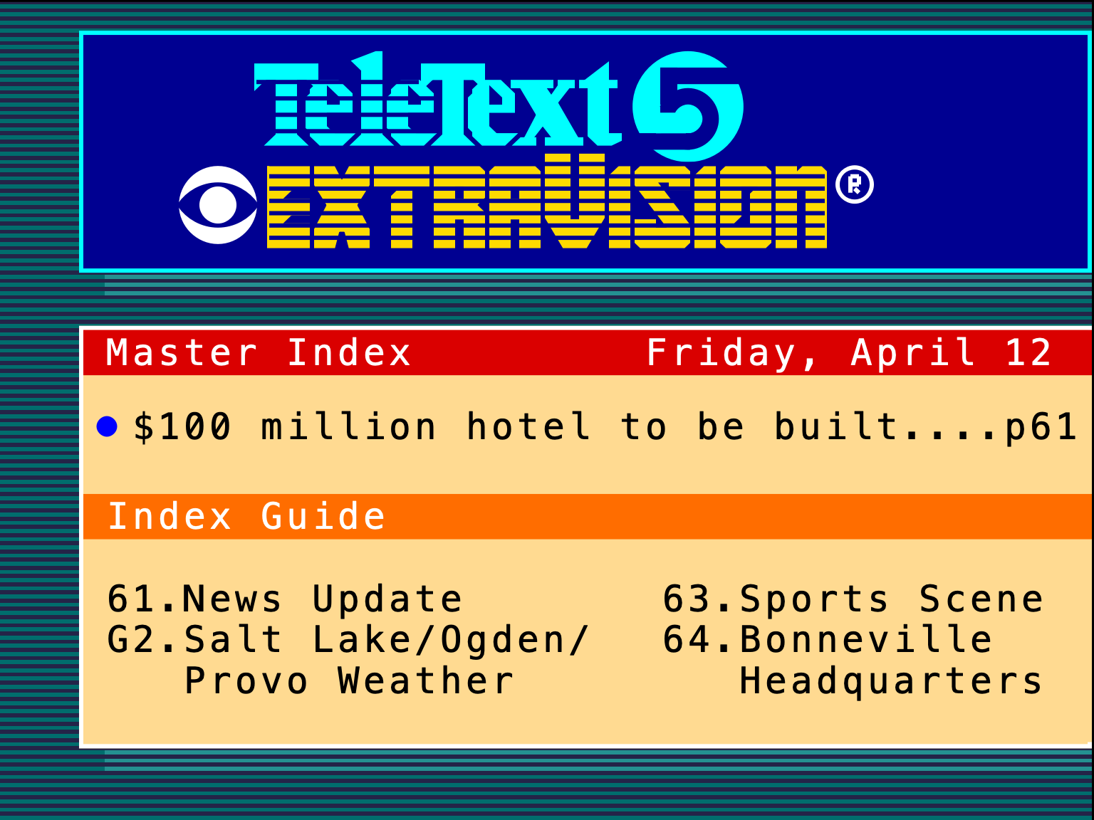 KSL-TV ExtraVision index page