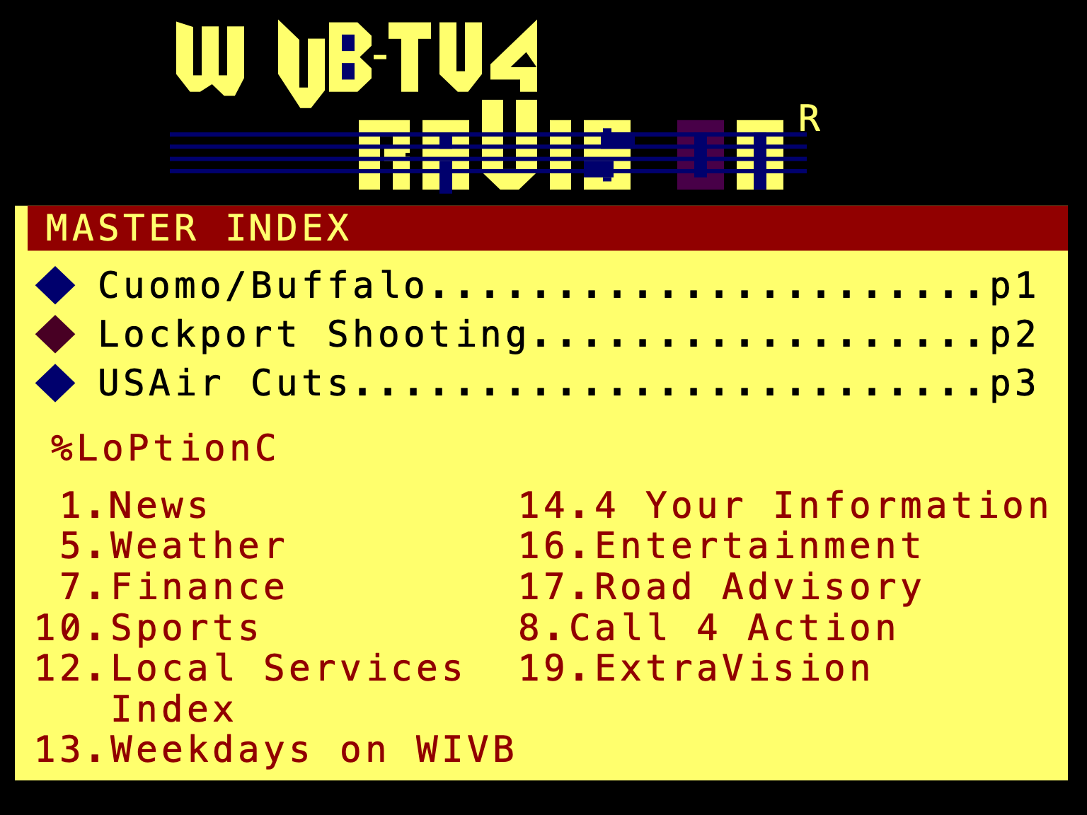 WIVB-TV ExtraVision index page